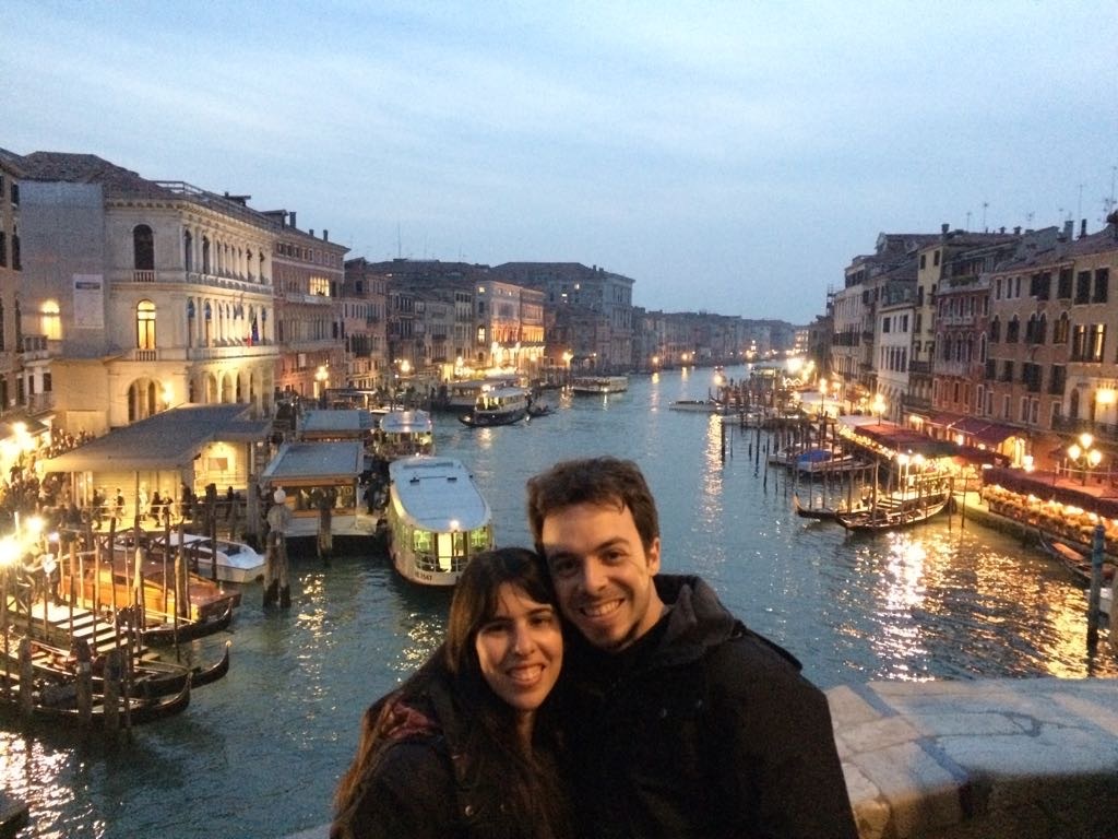 A couple overlooking the Grand Canal in Venice